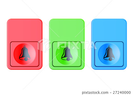 Colored doorbells buttons, 3D rendering Colored doorbells buttons, 3D rendering 27240000