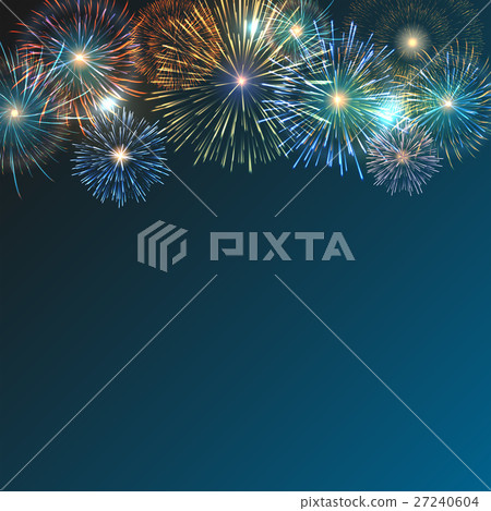 Brightly Colorful Fireworks on twilight background 27240604