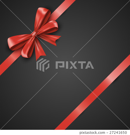 Gift realistic red bow and ribbons tilted on a 27241650