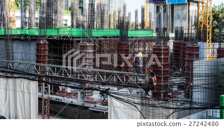Real estate site construction with workers Real estate site construction with workers 27242480