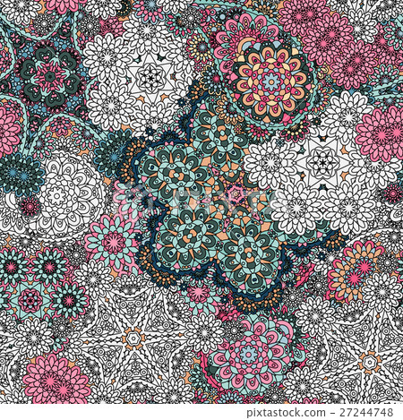 Seamless pattern with mehendi elements. Paisley 27244748