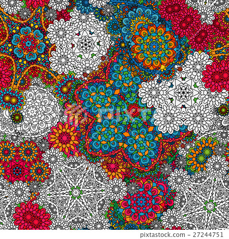 Seamless pattern with mehendi elements. Paisley 27244751