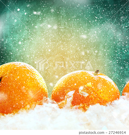New Year Tangerines Row Line Isolated Green 27246914