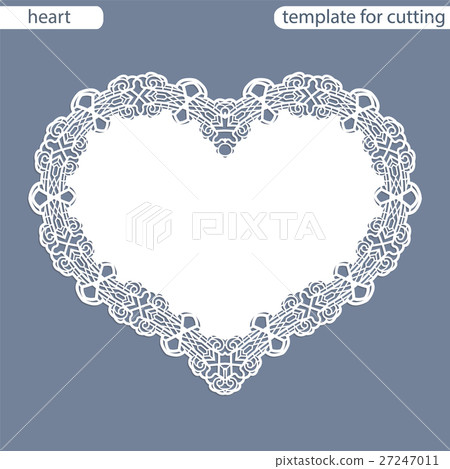 Greeting card heart, paper doily under the cake Greeting card heart, paper doily under the cake 27247011