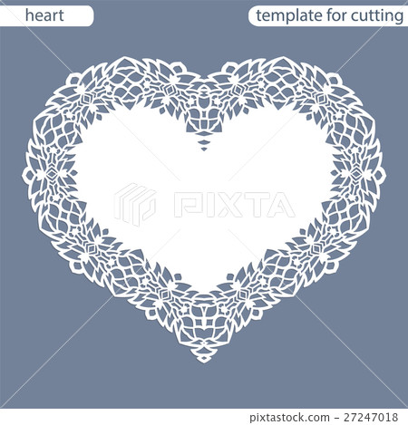 Greeting card heart, paper doily under the cake Greeting card heart, paper doily under the cake 27247018