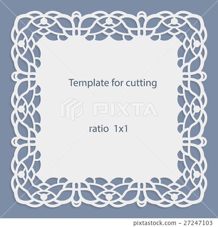 图库插图: greeting card with border, paper doily