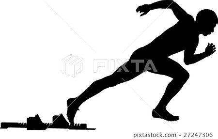 male athlete start from starting blocks male athlete start from starting blocks 27247306