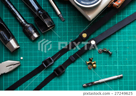 Working space with leather for camera strap 27249625