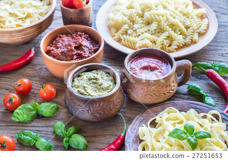 Pasta with different kinds of sauce Pasta with different kinds of sauce 27251653