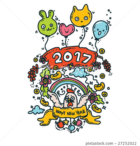 Happy New Year Card. Rooster 2017 27252022