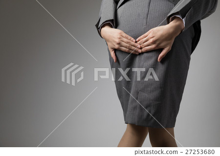 Women holding the buttocks, hemorrhoids, stool, large intestine, pain, trouble 27253680