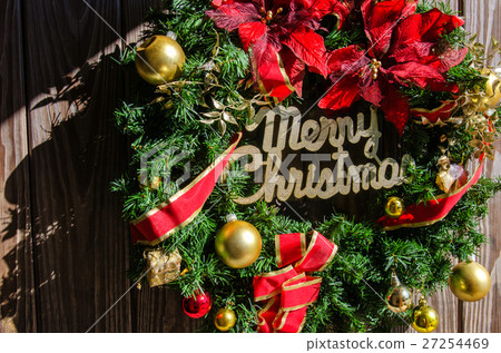 Christmas decoration on wooden background Christmas decoration on wooden background 27254469