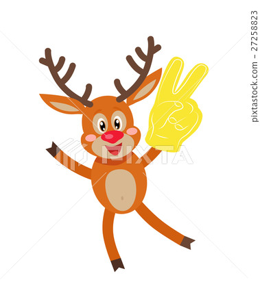 Deer in Glove with Victory Sign Isolated on White. Deer in Glove with Victory Sign Isolated on White. 27258823