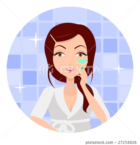 Girl Making Make up with Eyelash Curlers. Vector Girl Making Make up with Eyelash Curlers. Vector 27258826