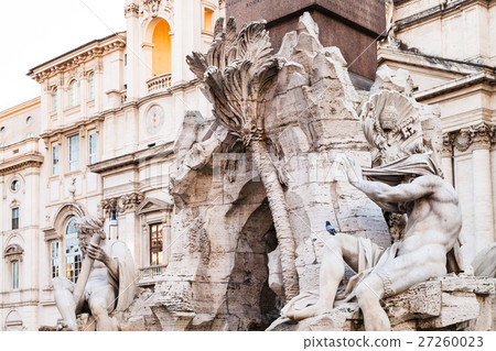 sculptures of Fontana dei Quattro Fiumi in Rome 27260023