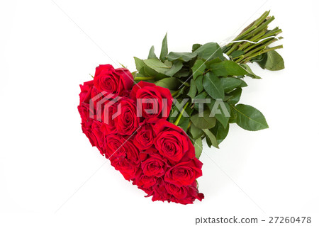 圖庫照片: bouquet of fresh valentine red roses isolated