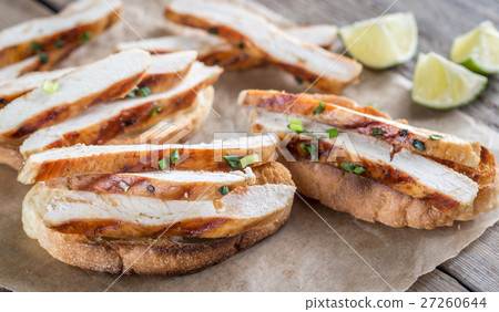 Ciabatta sandwiches with grilled chicken 27260644