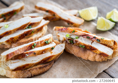 Ciabatta sandwiches with grilled chicken 27260645