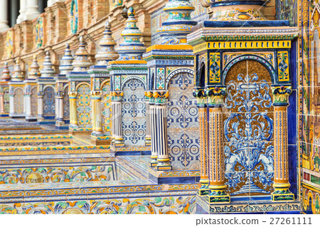 Tiled walls of Plaza de Espana in Seville Tiled walls of Plaza de Espana in Seville 27261111