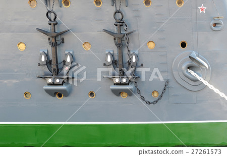 Close-up of anchors of the cruiser Aurora Close-up of anchors of the cruiser Aurora 27261573