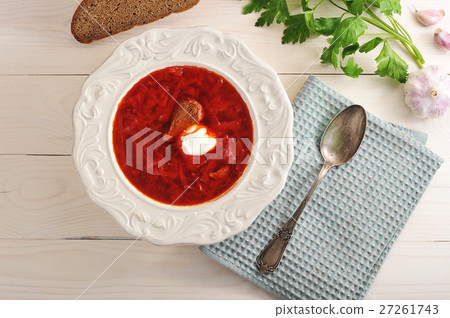 national Russian soup - borsch with sour cream national Russian soup - borsch with sour cream 27261743