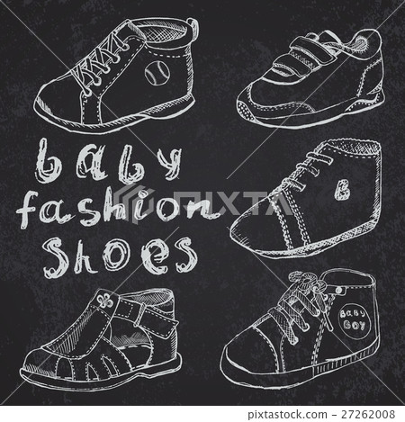 Baby fashion shoes set sketch handdrawn 27262008