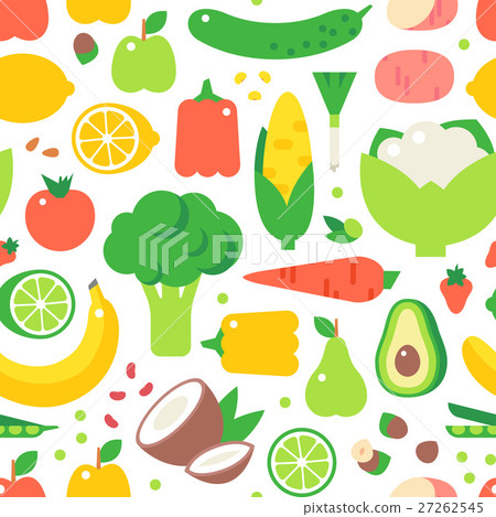 Assorted vegetables healthy food seamless pattern - Stock Illustration ...