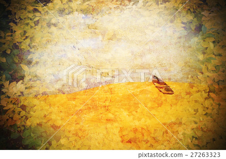 Surreal row boat marooned in the desert Surreal row boat marooned in the desert 27263323