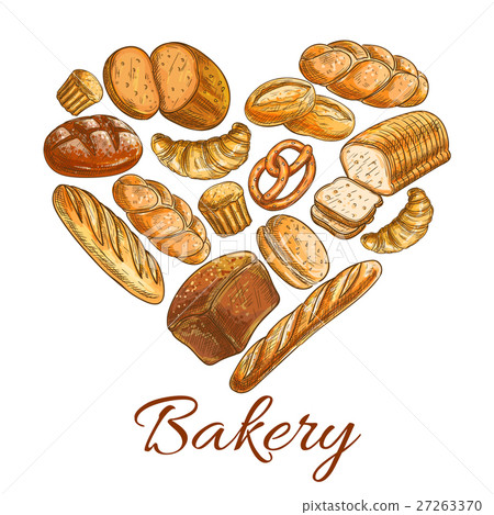 Bakery shop heart symbol of sketch bread 27263370