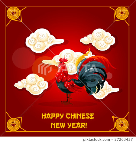 Chinese New Year of Rooster greeting card design Chinese New Year of Rooster greeting card design 27263437