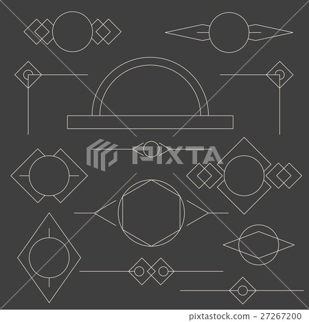 Stylized Linear Set of linear graphic stylized frames and borders - Stock Illustration ...