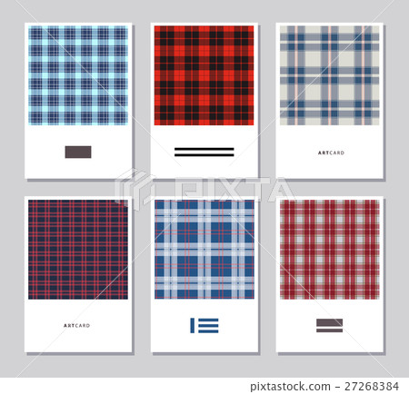 Vector set of artistic abstract cards with tartan 27268384
