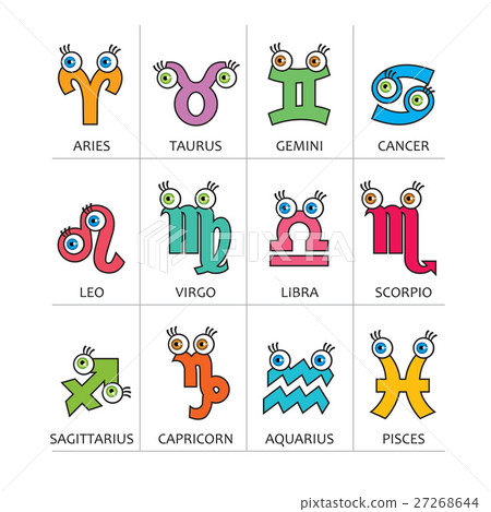 Cartoon horoscope symbols with eyes Cartoon horoscope symbols with eyes 27268644