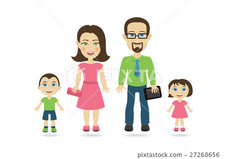 Family - man and woman with boy and girl, cartoon - Stock Illustration ...
