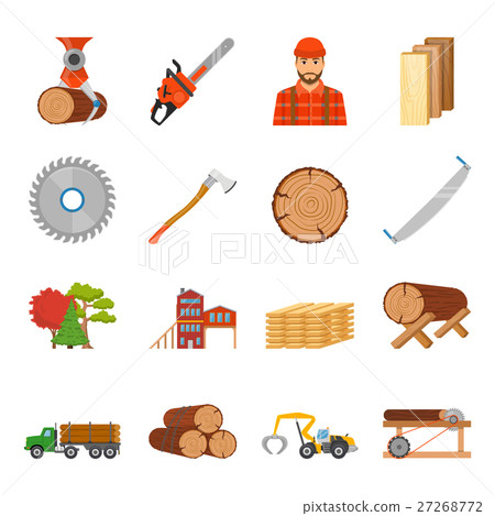 Sawmill Timber Icon Set 27268772