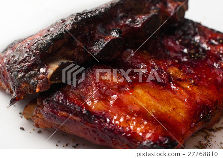 Hot appetizing bbq ribs closeup 27268810