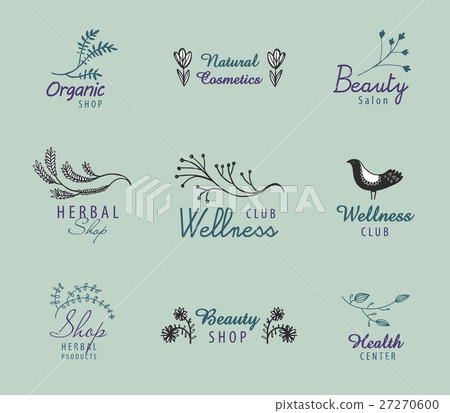 Vector set of hand drawn vintage logos with Vector set of hand drawn vintage logos with 27270600