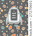 Hand drawn childish postcard with spaceship in 27270601