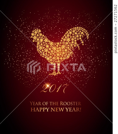 2017 New Year background with rooster symbol.  27271562