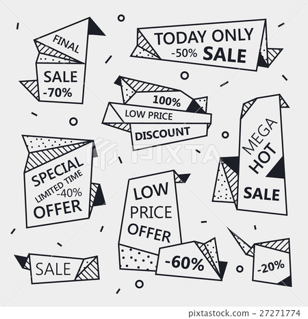 Vector set of sale origami outline banners with Vector set of sale origami outline banners with 27271774