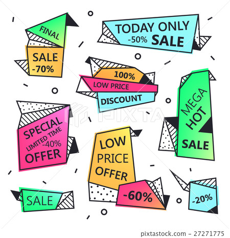 Vector set of sale origami outline banners with Vector set of sale origami outline banners with 27271775