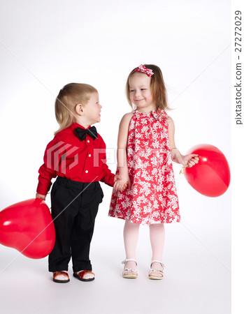 lovely boy and girl on white 27272029
