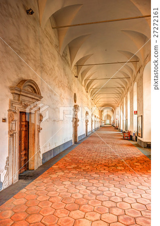 Image of the cloister arches inside a monastery. 27272161