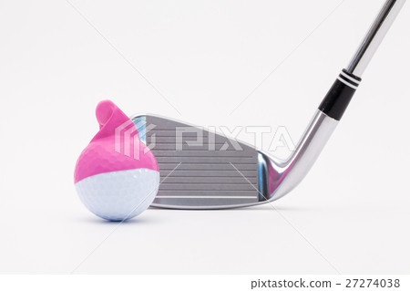 White golf ball with funny cap  27274038