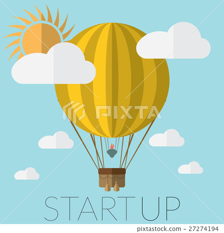 Flat design vector illustration a hot air balloon - Stock Illustration ...