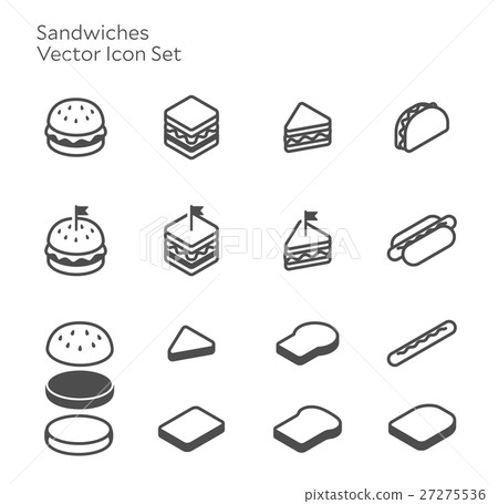Sandwich Hamburger Hotdog Vector Icon Set 27275536