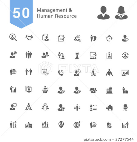Management and Human Resource Icon Set. 50 Solid - Stock Illustration ...