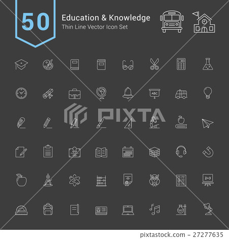 Education and Knowledge Icon Set. 50 Thin Line Education and Knowledge Icon Set. 50 Thin Line 27277635
