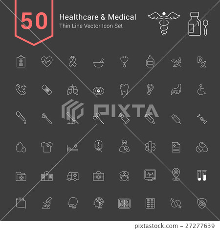 Healthcare and Medical Icon Set. 50 Thin Line - Stock Illustration ...