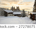 Ski lodges during early morning sunrise 27278075